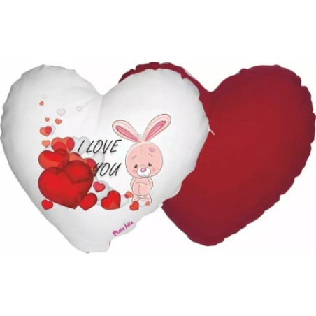 cuscino forma cuore disegno cuori coniglio i love you festa innamorati amore