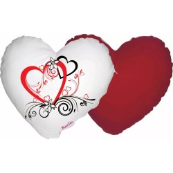cuscino forma cuore disegno cuori rosso nero festa innamorati amore