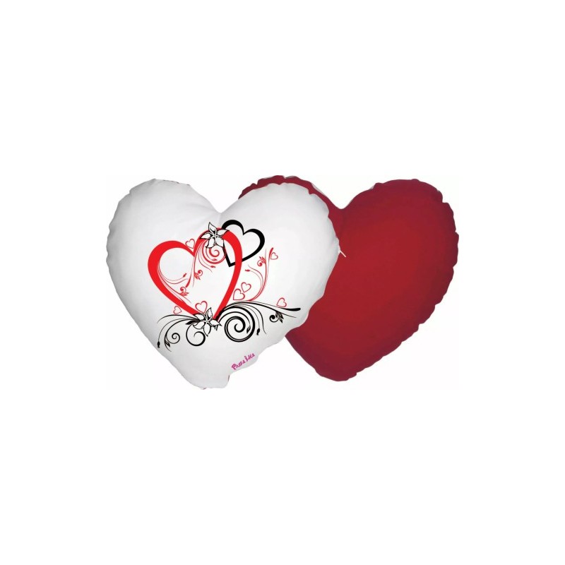 cuscino forma cuore disegno cuori rosso nero festa innamorati amore