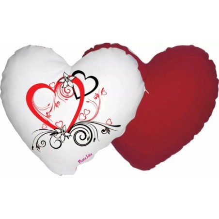 cuscino forma cuore disegno cuori rosso nero festa innamorati amore