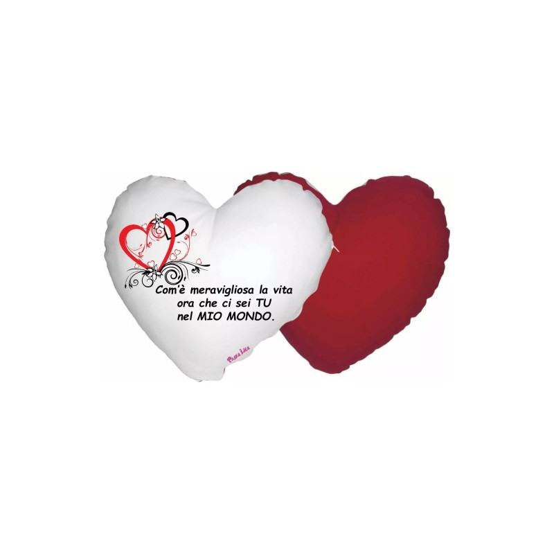 cuscino forma cuore scritta ci sei tu nel mio mondo festa innamorati amore