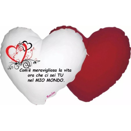 cuscino forma cuore scritta ci sei tu nel mio mondo festa innamorati amore