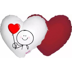 cuscino forma di cuore con disegno palloncino cuore rosso festa innamorati amore