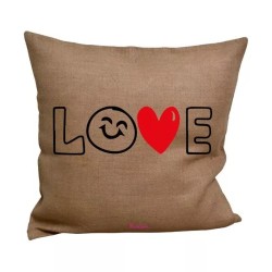 cuscino juta 40x40 scritta love idea regalo cuore festa innamorati