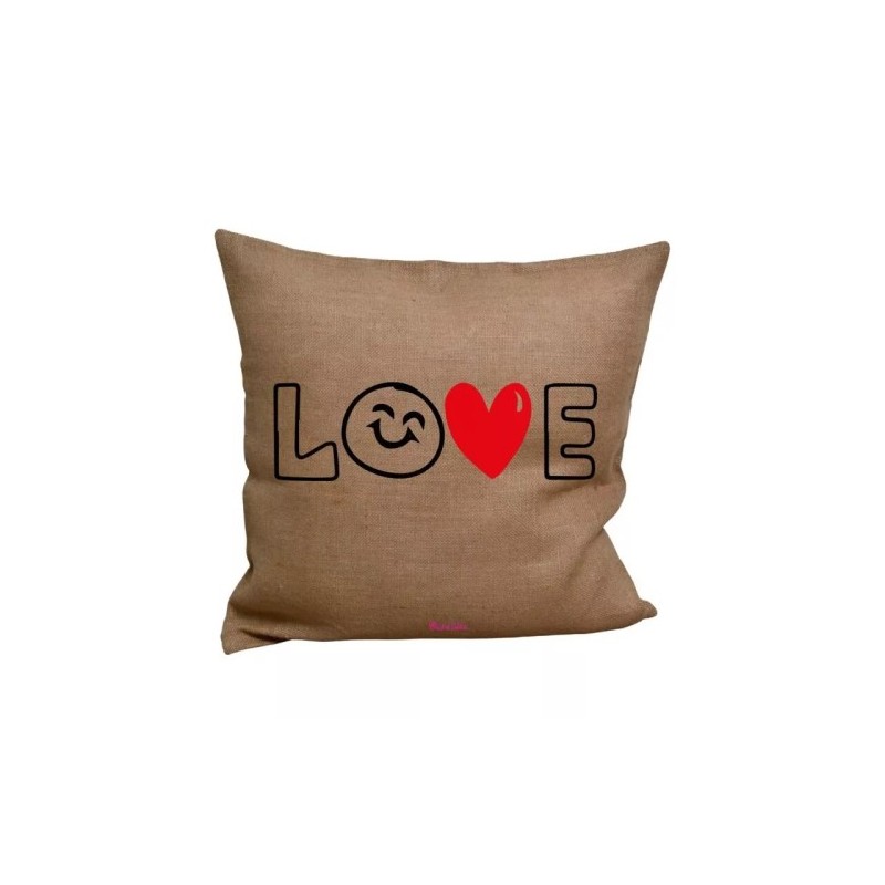 cuscino juta 40x40 scritta love idea regalo cuore festa innamorati