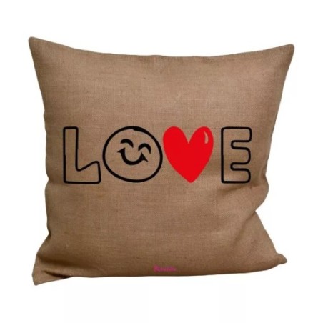 cuscino juta 40x40 scritta love idea regalo cuore festa innamorati
