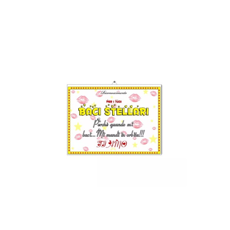 diploma plastificato parete 30x20 scritta baci stellari ti amo san valentino