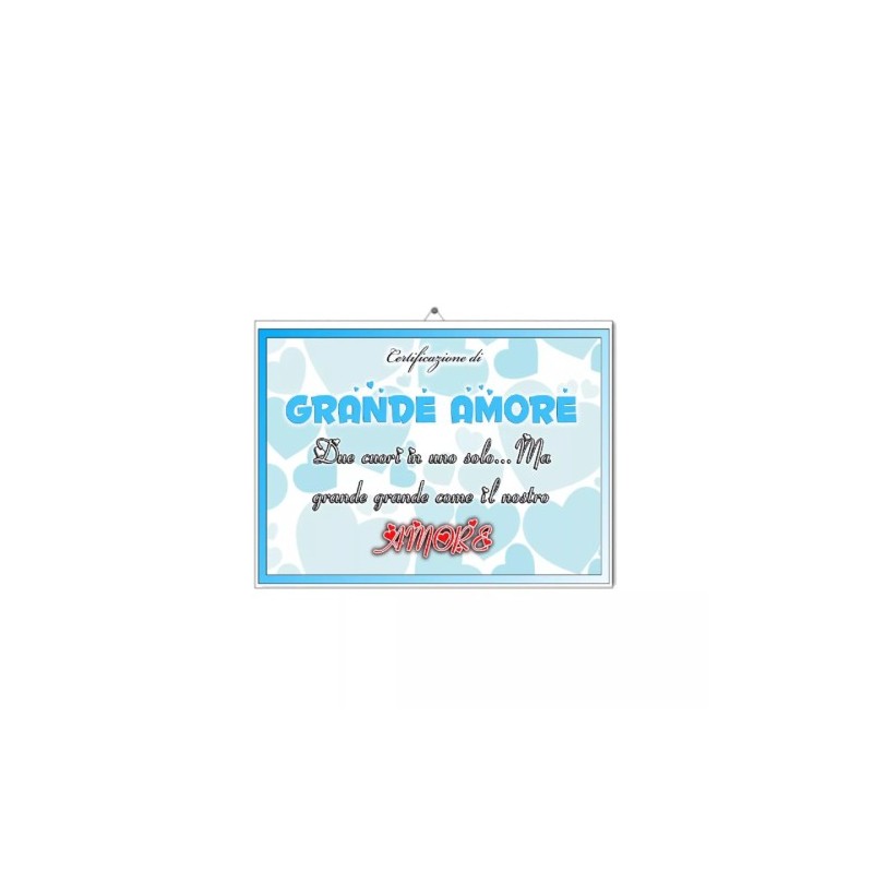 diploma plastificato parete 30x20 scritta grande amore regalo san valentino