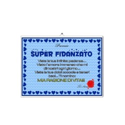 diploma plastificato parete 30x20 scritta super fidanzato regalo san valentino