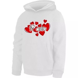 felpa bianca donna cappuccio cotone scritta ti amo idea regalo san valentino
