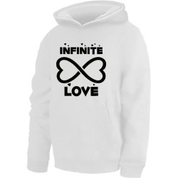 felpa bianca donna cappuccio scritta infinito love idea regalo san valentino