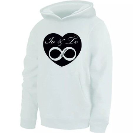 felpa bianca donna cappuccio scritta io te infinito cuore regalo san valentino