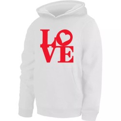 felpa bianca o nera donna cappuccio cotone scritta love regalo san valentino