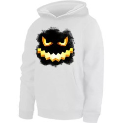 felpa cappuccio donna uomo caldo cotone bianca disegno zucca nera halloween