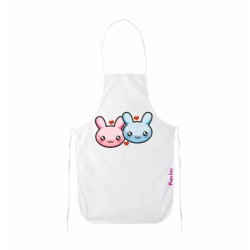 grembiule bianco cucina disegno coniglietti cuore idea regalo san valentino