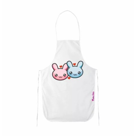 grembiule bianco cucina disegno coniglietti cuore idea regalo san valentino