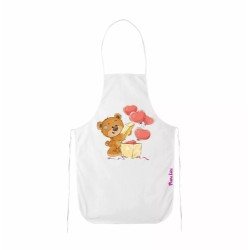 grembiule bianco cucina disegno orsetto cuori regalo festa innamorati amore