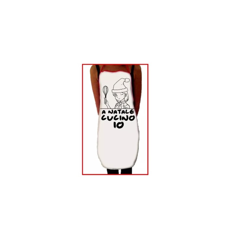 grembiule bianco cucina scritta a natale cucino io regalo donna uomo
