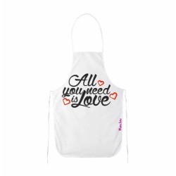 grembiule bianco cucina scritta all you need is love idea regalo san valentino