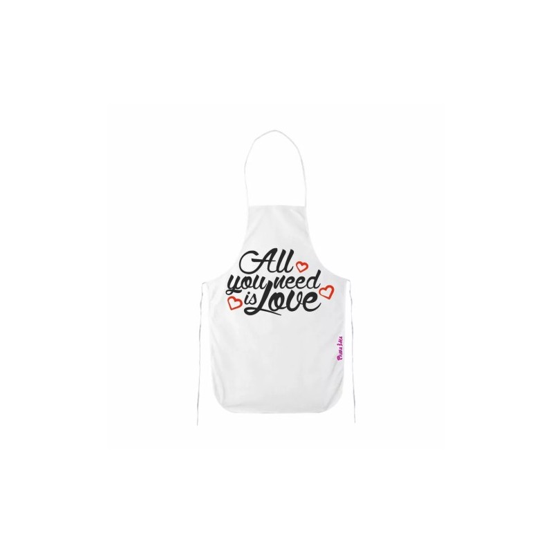 grembiule bianco cucina scritta all you need is love idea regalo san valentino
