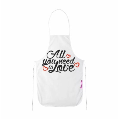grembiule bianco cucina scritta all you need is love idea regalo san valentino