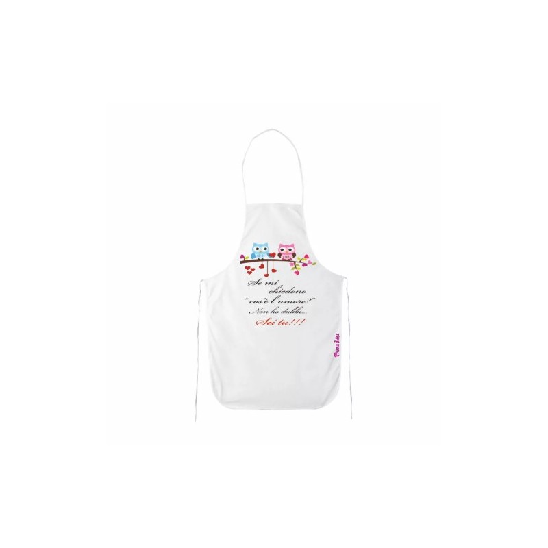grembiule bianco cucina scritta amore sei tu regalo san valentino gufo cuori