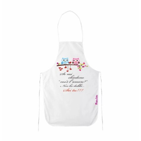 grembiule bianco cucina scritta amore sei tu regalo san valentino gufo cuori