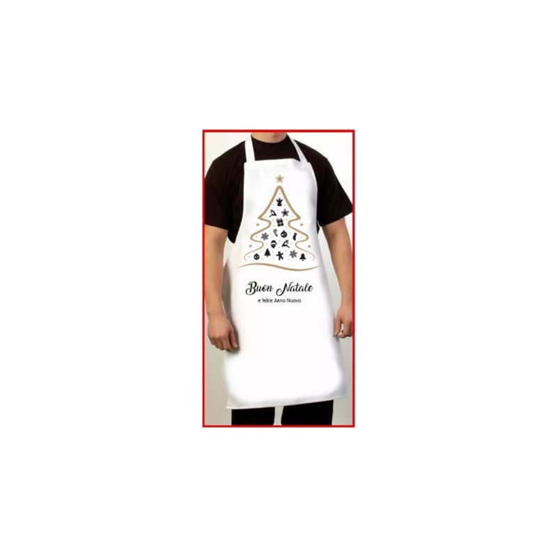 grembiule bianco cucina scritta buon natale felice anno nuovo regalo donna uomo