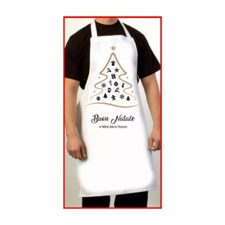 grembiule bianco cucina scritta buon natale felice anno nuovo regalo donna uomo