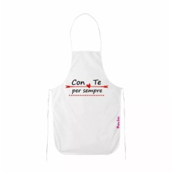 grembiule bianco cucina scritta con te per sempre regalo festa innamorati