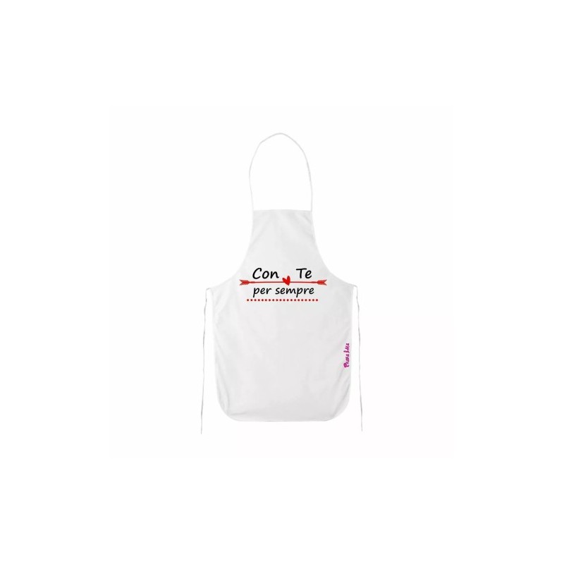 grembiule bianco cucina scritta con te per sempre regalo festa innamorati