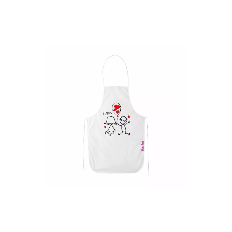 grembiule bianco cucina scritta happy regalo festa innamorati amore cuore