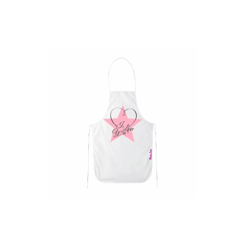 grembiule bianco cucina scritta i love you stella rosa idea regalo san valentino