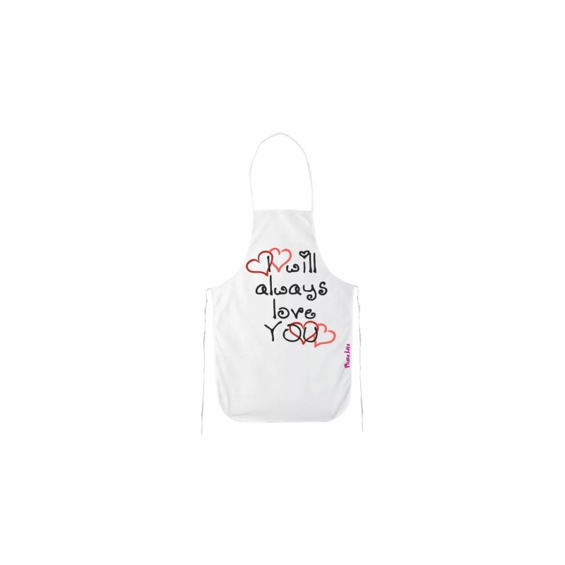 grembiule bianco cucina scritta i will always love you idea regalo san valentino
