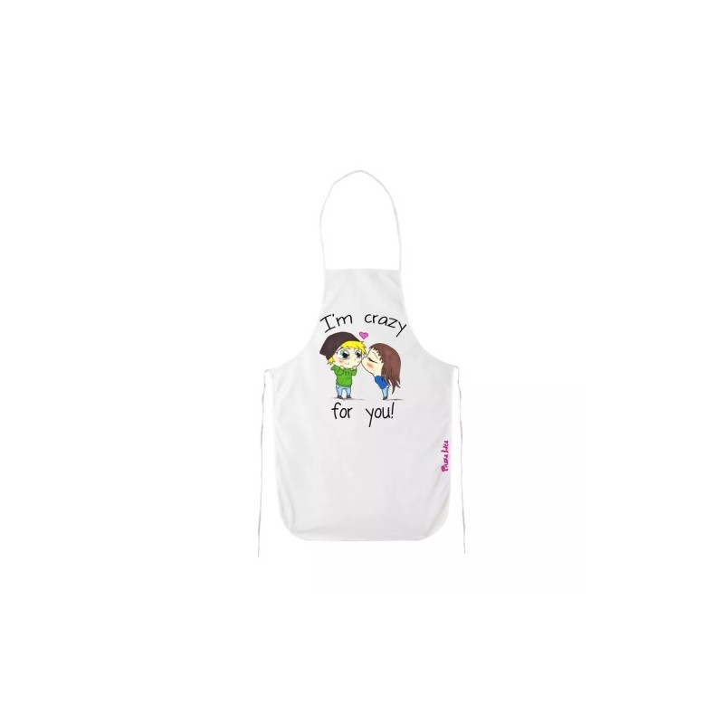 grembiule bianco cucina scritta i'm crazy for you idea regalo san valentino