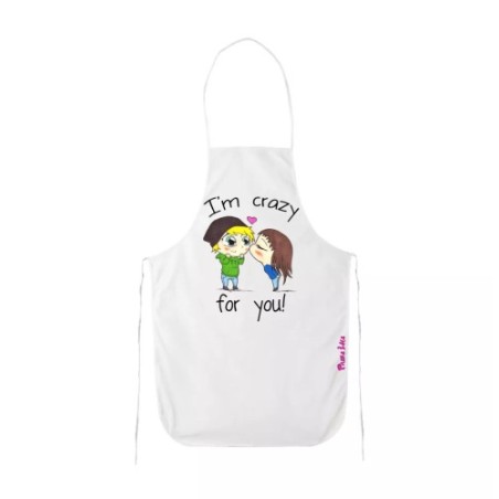 grembiule bianco cucina scritta i'm crazy for you idea regalo san valentino