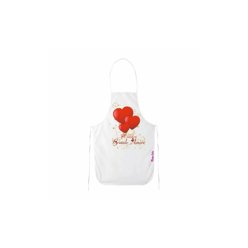 grembiule bianco cucina scritta il nostro grande amore idea regalo san valentino