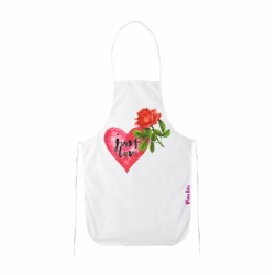grembiule bianco cucina scritta just love idea regalo san valentino cuore rosa