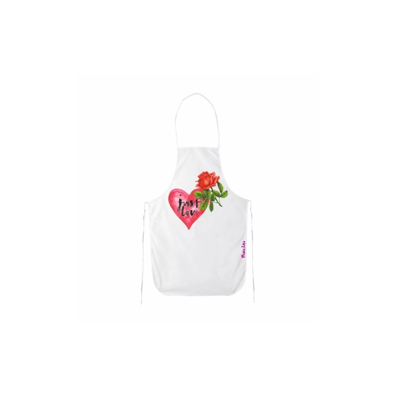 grembiule bianco cucina scritta just love idea regalo san valentino cuore rosa