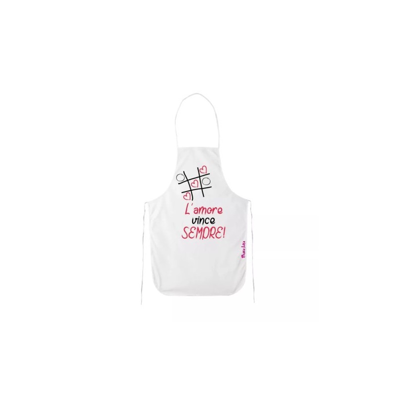 grembiule bianco cucina scritta l'amore vince sempre idea regalo san valentino