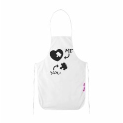 grembiule bianco cucina scritta me e you puzzle cuore idea regalo san valentino