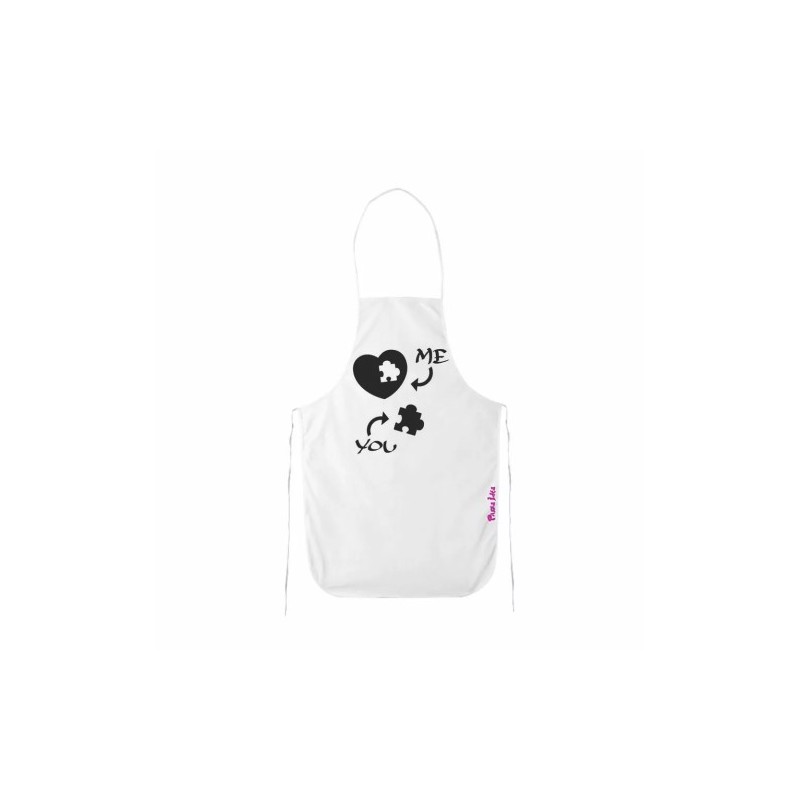 grembiule bianco cucina scritta me e you puzzle cuore idea regalo san valentino