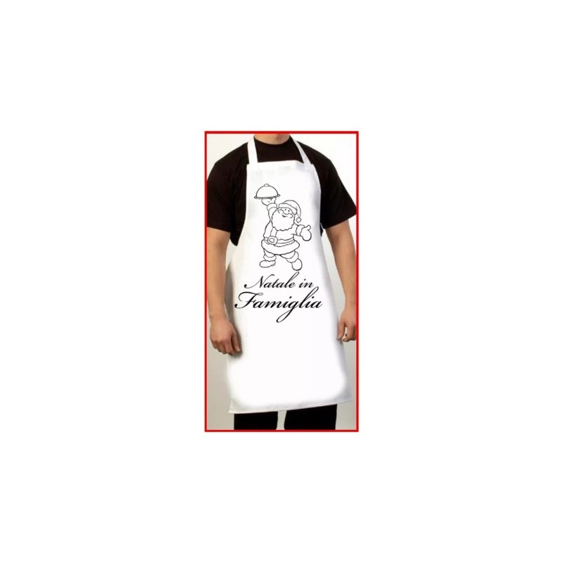 grembiule bianco cucina scritta natale in famiglia regalo donna uomo