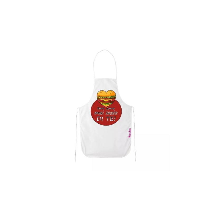 grembiule bianco cucina scritta non sono mai sazio te idea regalo san valentino