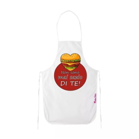 grembiule bianco cucina scritta non sono mai sazio te idea regalo san valentino