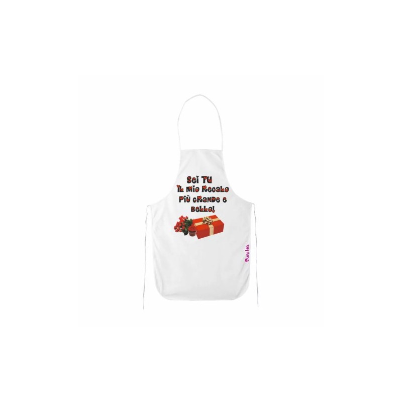 grembiule bianco cucina scritta sei tu il mio regalo san valentino amore