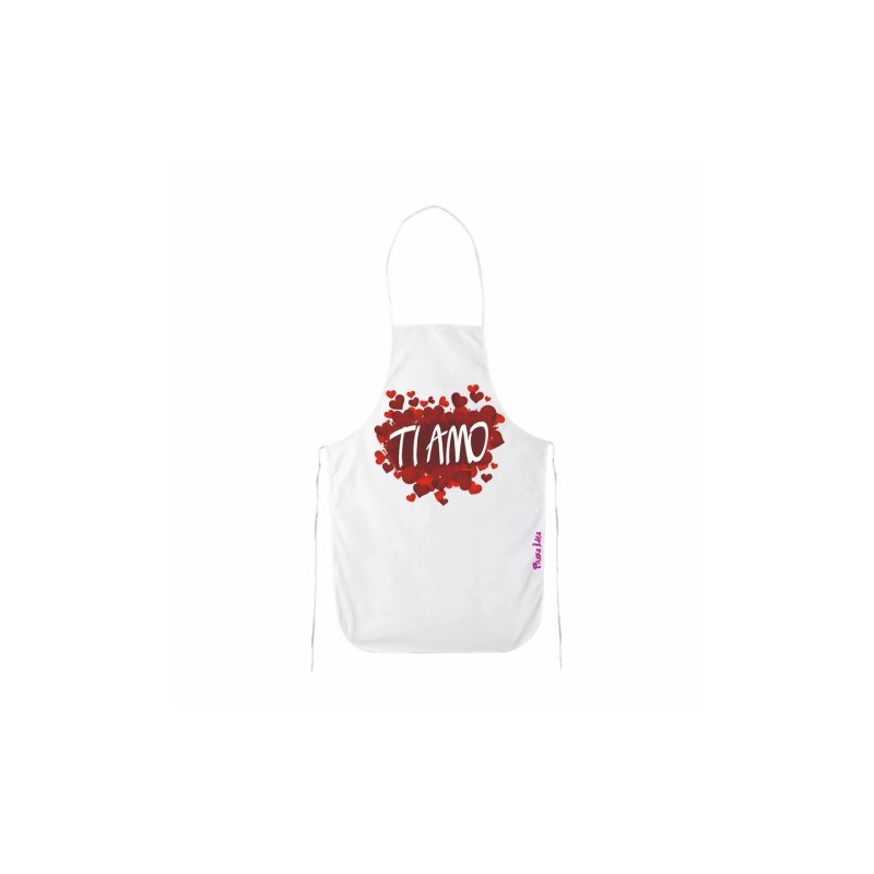 grembiule bianco cucina scritta ti amo amore idea regalo san valentino cuori