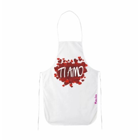grembiule bianco cucina scritta ti amo amore idea regalo san valentino cuori