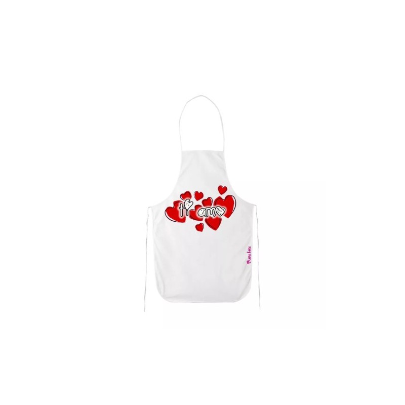 grembiule bianco cucina scritta ti amo cuore idea regalo san valentino