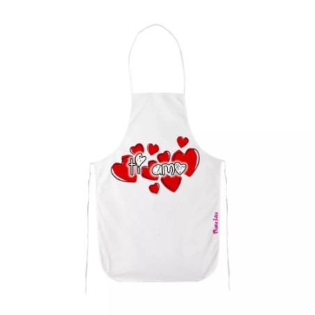 grembiule bianco cucina scritta ti amo cuore idea regalo san valentino
